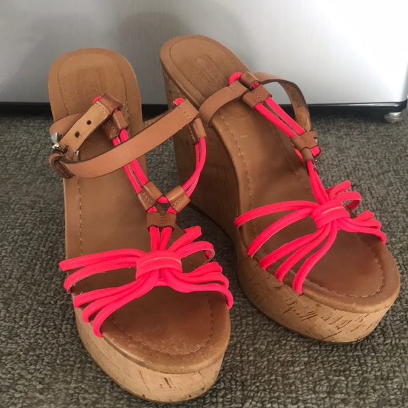 Coach Shoes - Coach wedge platform sandals hot pink Coach Shoes - Coach wedge platform sandals hot pink